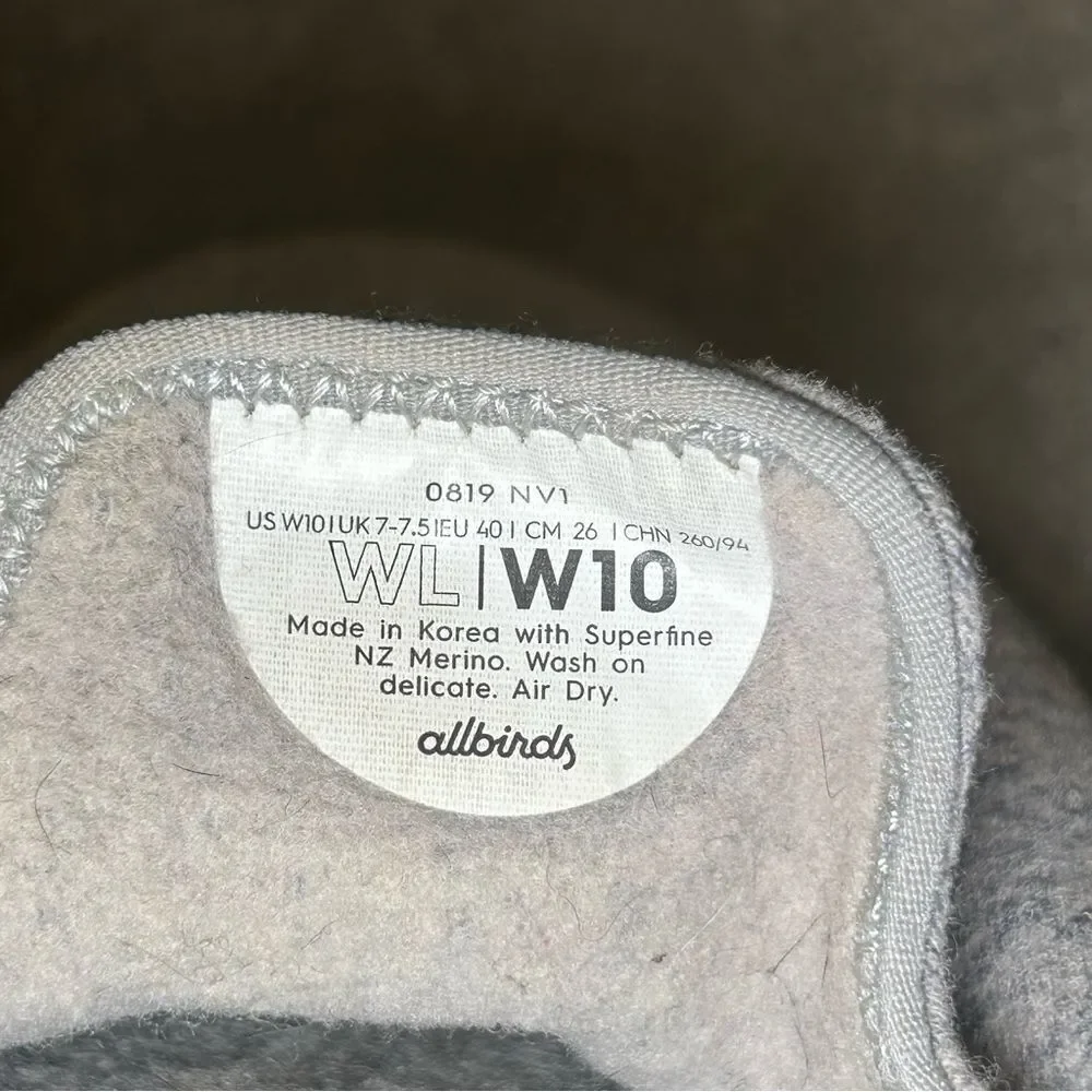 Allbirds Wool Loungers Gray Slip On Casual Sneakers Women’s Shoe Size 10
